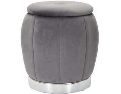 Pouf coffre de rangement en tissu Paris 43 x 43 cm (Gris et argent)