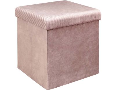 Pouf coffre de rangement velours côtelé Giullia (Rose poudré)