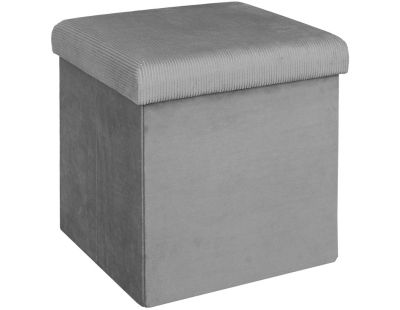 Pouf coffre de rangement velours côtelé Giullia (Gris souris)