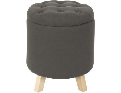 Pouf coffre rond pieds en bois Eleonor (Gris)