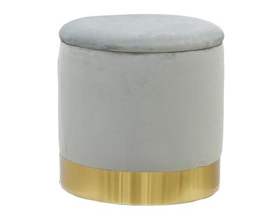 Pouf coffre en velours et métal (Gris/Or)