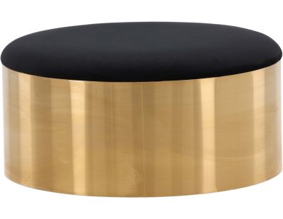 Pouf avec coussin en velours noir et cuivré Puff 75 cm