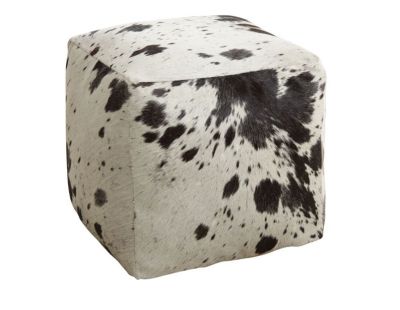 Pouf cube en peau de vache