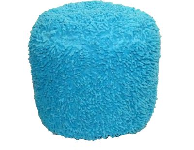 Pouf effet torsade chenilles piquées Pasta (Bleu turquoise)