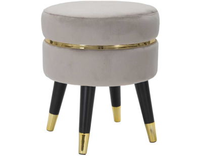 Pouf sur pieds en tissu Paris 35 x 40.5 cm (Gris - Noir et Doré)
