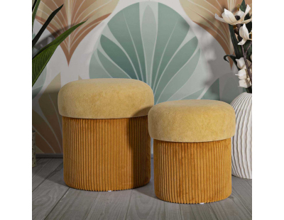 Pouf avec rangement intégré Aspen (Set de 2) (Moutarde)