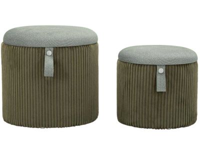 Pouf avec rangement intégré Bolzano (Set de 2) (Vert)