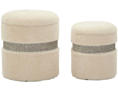 Pouf avec rangement intégré Saint-Moritz (Set de 2) (Crème)