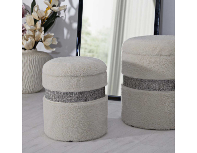 Pouf avec rangement intégré Saint-Moritz (Set de 2) (Crème)
