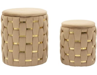 Pouf avec rangement intégré Shanty (Lot de 2) (Doré)