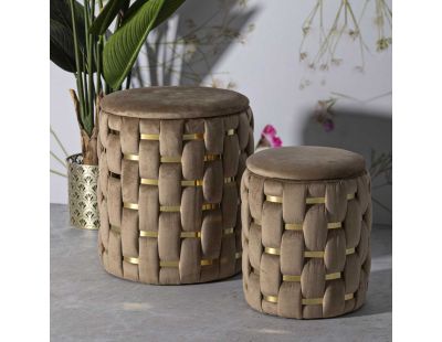 Pouf avec rangement intégré Shanty (Lot de 2) (Doré)