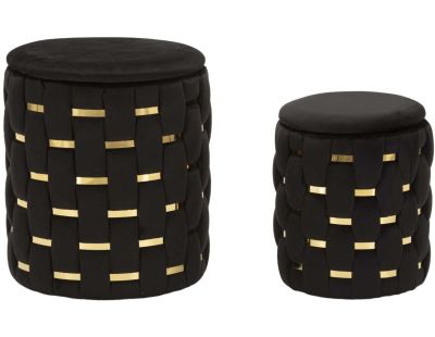 Pouf avec rangement intégré Shanty (Lot de 2) (Noir et doré)