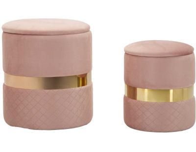 Pouf avec rangement intégré Sheffild (Lot de 2) (Rose et doré)