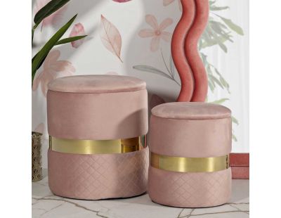 Pouf avec rangement intégré Sheffild (Lot de 2) (Rose et doré)