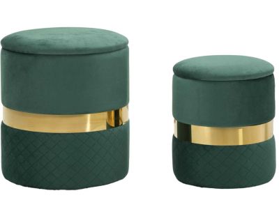 Pouf avec rangement intégré Sheffild (Lot de 2) (Vert et doré)