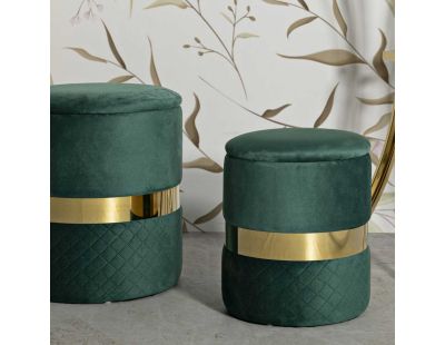 Pouf avec rangement intégré Sheffild (Lot de 2) (Vert et doré)