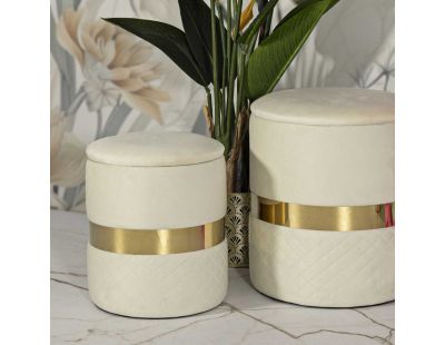Pouf avec rangement intégré Sheffild (Lot de 2) (Crème et doré)