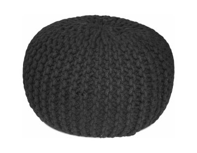 Pouf rond en laine Tricot (Noir)