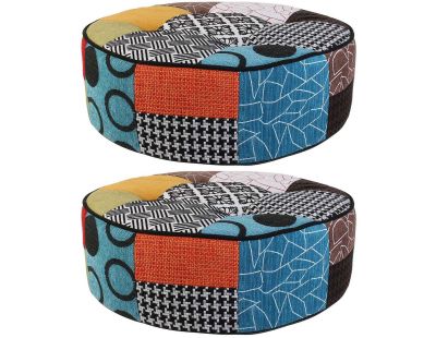 Pouf rond patchwork 50 cm (Lot de 2)