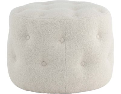 Pouf rond en polyester teddy Benjamin