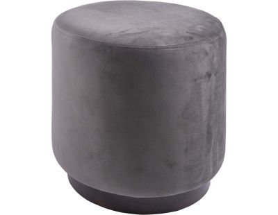 Pouf rond en velours et bois (Gris)