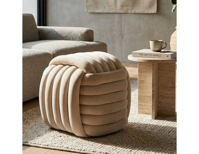 Pouf en tissu Softy 45 x 45 x 45 cm (Crème)