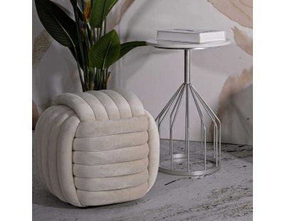 Pouf en tissu Softy 45 x 45 x 45 cm (Crème)
