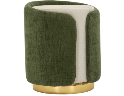 Pouf en tissu Two-Tone 40 x 50 cm (Vert - Marron clair et Doré)