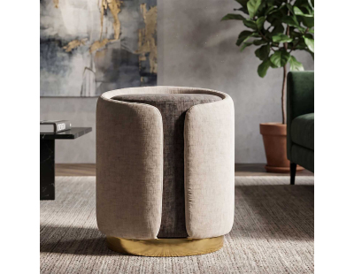 Pouf en tissu Two-Tone 40 x 50 cm (Marron - Marron clair et Doré)