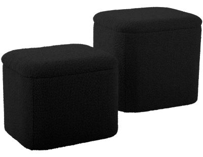 Pouf en tissu bouclette Ada (Noir)