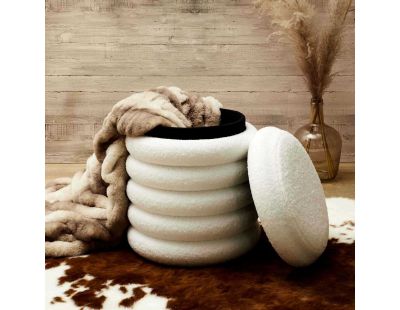 Pouf 2 en 1 en tissu bouclette Freya