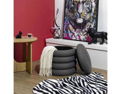 Pouf 2 en 1 en tissu coloré Atome (Gris foncé)