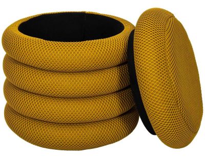 Pouf 2 en 1 en tissu coloré Atome (Jaune)