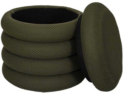 Pouf 2 en 1 en tissu coloré Atome (Kaki)