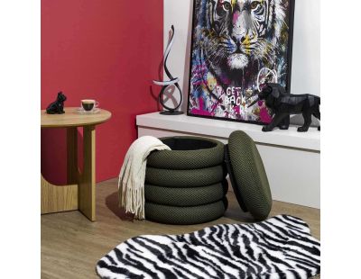 Pouf 2 en 1 en tissu coloré Atome (Kaki)