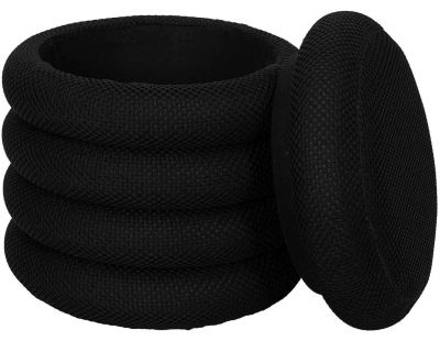 Pouf 2 en 1 en tissu coloré Atome (Noir)