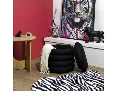 Pouf 2 en 1 en tissu coloré Atome (Noir)