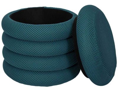Pouf 2 en 1 en tissu coloré Atome (Bleu)