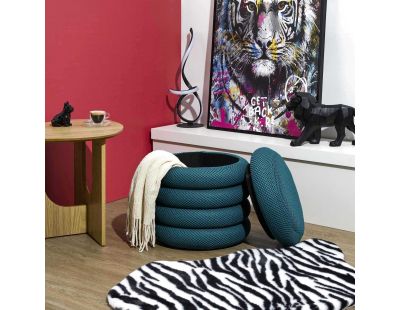 Pouf 2 en 1 en tissu coloré Atome (Bleu)