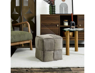Pouf en tissu côtelé tressé Scott (Taupe)