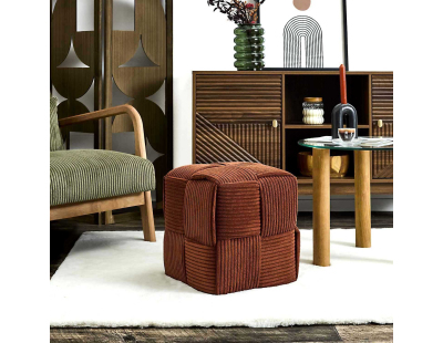 Pouf en tissu côtelé tressé Scott (Terracotta)
