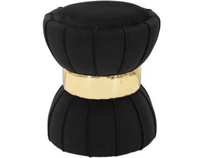 Pouf en tissu et métal Flower 40 x 44 cm (Noir)