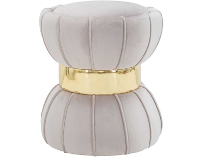 Pouf en tissu et métal Flower 40 x 44 cm (Gris)