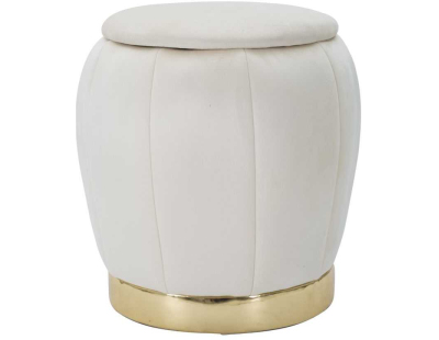 Pouf en tissu et métal 2 en 1 Paris 43 x 43 cm (Crème et Doré)