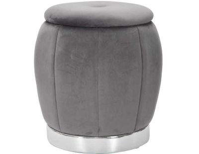 Pouf en tissu et métal 2 en 1 Paris 43 x 43 cm (Gris et Argent)