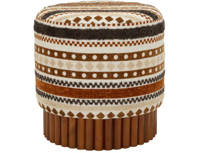 Pouf en tissu avec pieds en bois Ethnic (Modèle 2)