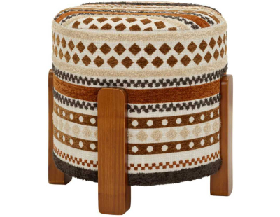 Pouf en tissu avec pieds en bois Ethnic (Modèle 1)