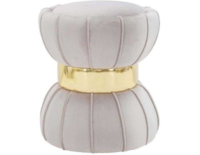Pouf en tissu avec surpiqures Flower 40 x 44 cm (Gris)