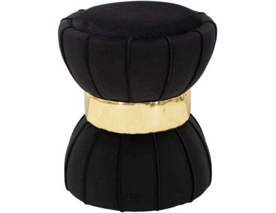 Pouf en tissu avec surpiqures Flower 40 x 44 cm (Noir)