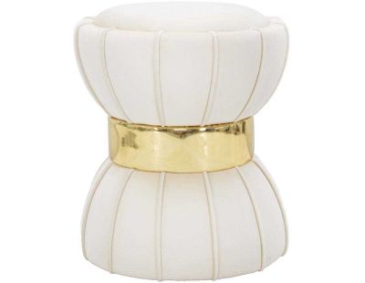 Pouf en tissu avec surpiqures Flower 40 x 44 cm (Crème)
